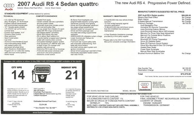 2007 Audi RS 4 4dr Sdn
