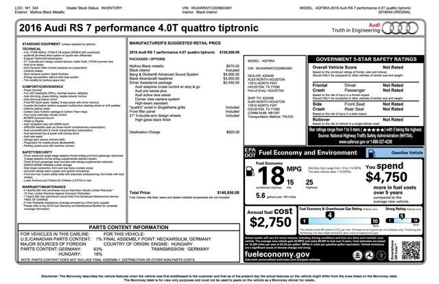 2016 Audi RS 7 performance Prestige