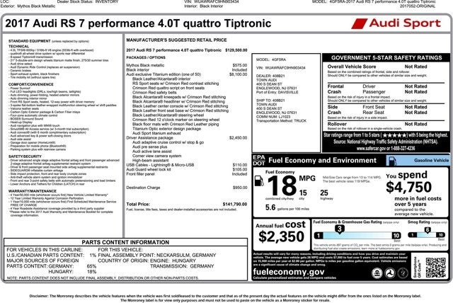 2017 Audi RS 7 Performance Prestige