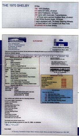1970 Ford Mustang Shelby GT500
