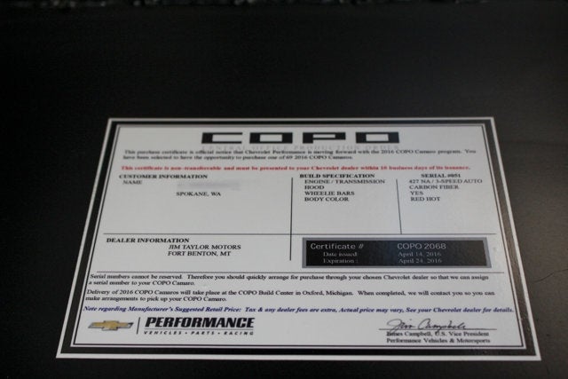 2016 Chevrolet Camaro COPO