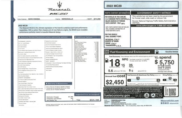 2022 Maserati MC20 Coupe