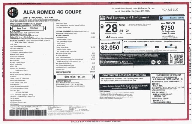 2015 Alfa Romeo 4C Coupe