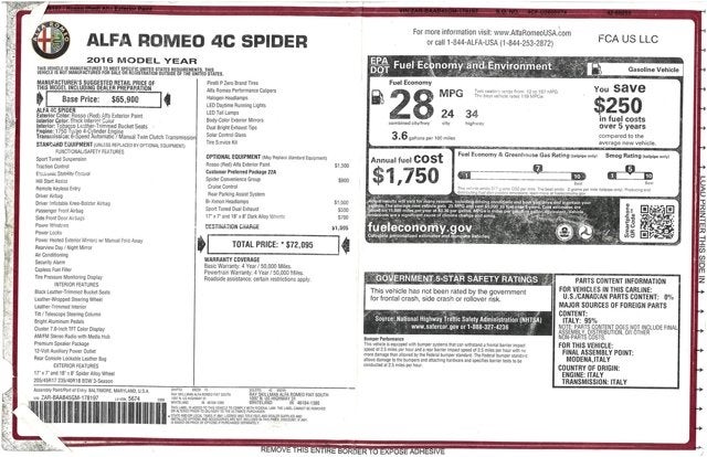 2016 Alfa Romeo 4C Spider