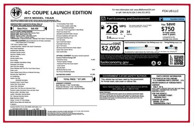 2015 Alfa Romeo 4C Launch Edition