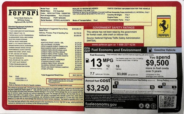 2018 Ferrari 812 Superfast Coupe