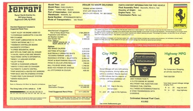 2007 Ferrari F430 Coupe F1