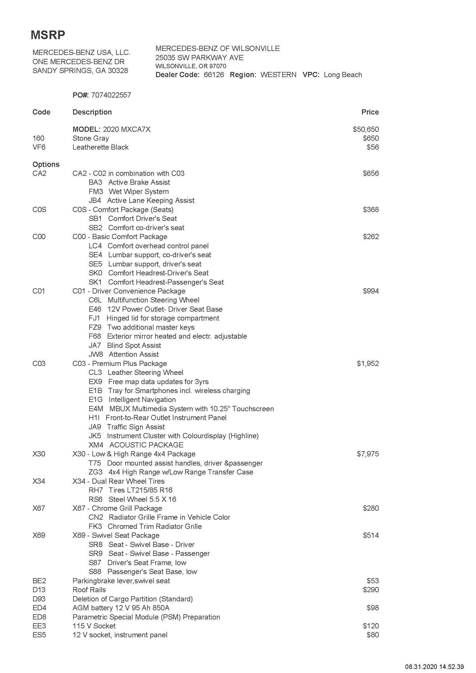 2020 Mercedes-Benz Sprinter Crew Van Base