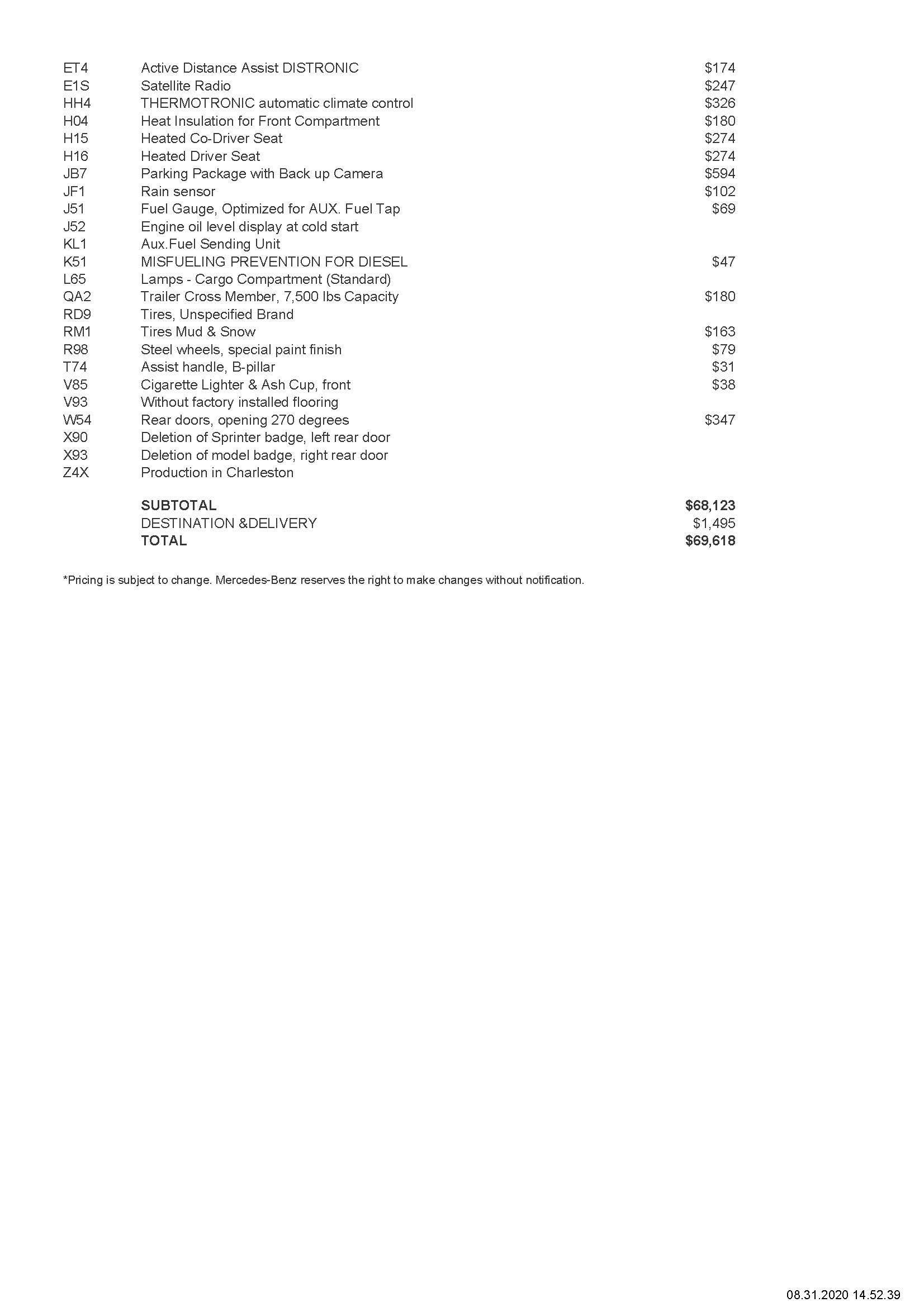 2020 Mercedes-Benz Sprinter Crew Van Base